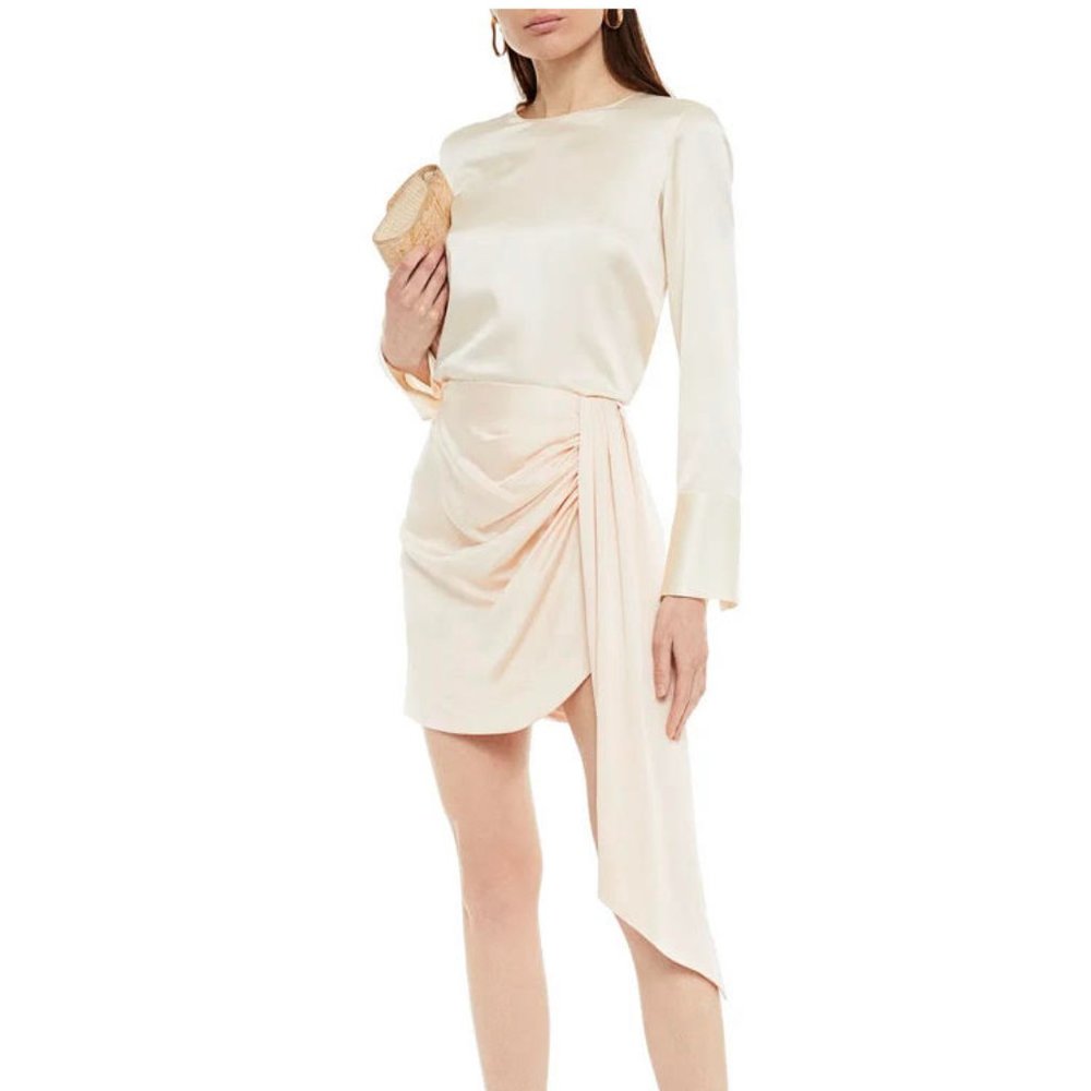 Jonathan Simkhai Mae Satin Draped Skirt - Blush